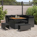 vidaXL Garden Bench Set 8 pcs Black Polyrattan and Powder-Coated Steel