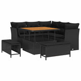 vidaXL Garden Bench Set 8 pcs Black Polyrattan and Powder-Coated Steel