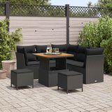 vidaXL Garden Bench Set 8 pcs Black Polyrattan and Powder-Coated Steel