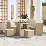 vidaXL Garden Bench Set 8 pcs Black Polyrattan and Powder-Coated Steel