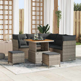 vidaXL Garden Bench Set 8 pcs Black Polyrattan and Powder-Coated Steel
