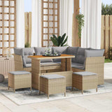 vidaXL Garden Bench Set 8 pcs Black Polyrattan and Powder-Coated Steel