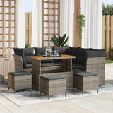 vidaXL Garden Bench Set 8 pcs Black Polyrattan and Powder-Coated Steel