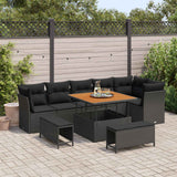 vidaXL Tuinbank Set 9 pcs Zwart Poly riet en gepoedercoat staal