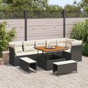 vidaXL Tuinbank Set 9 pcs Zwart Poly riet en gepoedercoat staal