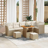 vidaXL Tuinbank Set 9 pcs Zwart Poly riet en gepoedercoat staal