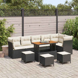 vidaXL Tuinbank Set 9 pcs Zwart Poly riet en gepoedercoat staal