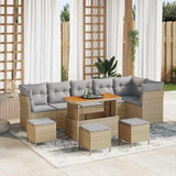 vidaXL Tuinbank Set 9 pcs Zwart Poly riet en gepoedercoat staal