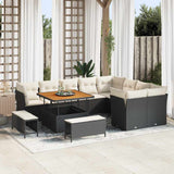 vidaXL Tuinbank Set 12 pcs Zwart Poly rattan en gepoedercoat staal