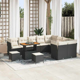 vidaXL Tuinbank Set 12 pcs Zwart Poly rattan en gepoedercoat staal