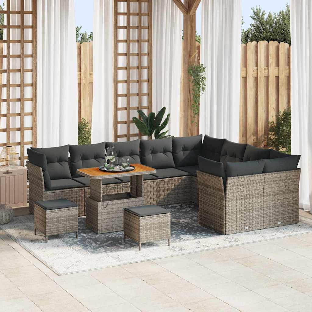 vidaXL Tuinbank Set 12 pcs Zwart Poly rattan en gepoedercoat staal