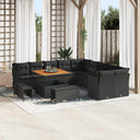 vidaXL Tuinbank Set met kussen 13 pcs Zwart poly rattan
