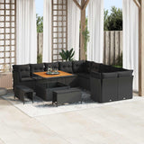 vidaXL Tuinbank Set met kussen 13 pcs Zwart poly rattan