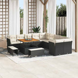 vidaXL Tuinbank Set met kussen 13 pcs Zwart poly rattan
