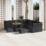 vidaXL Tuinbank Set met kussen 13 pcs Zwart poly rattan