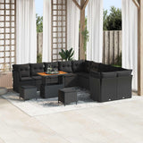 vidaXL Tuinbank Set met kussen 13 pcs Zwart poly rattan