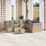 vidaXL Tuinbank Set met kussen 13 pcs Zwart poly rattan