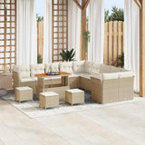 vidaXL Tuinbank Set met kussen 13 pcs Zwart poly rattan