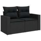 vidaXL Tuinbank Set met kussen 8 pcs Zwart poly rattan