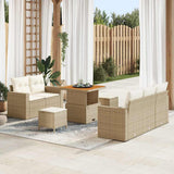 vidaXL Tuinbank Set met kussen 8 pcs Zwart poly rattan