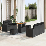 vidaXL Tuinbank Set met kussen 8 pcs Zwart poly rattan