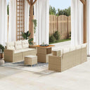 vidaXL Tuinbank Set 10 pcs Zwart Poly rattan en gepoedercoat staal