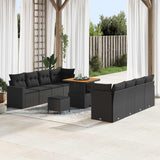 vidaXL Tuinbank Set met kussen 12 pcs Zwart poly rattan