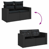 vidaXL Tuinbank Set met kussen 12 pcs Zwart poly rattan