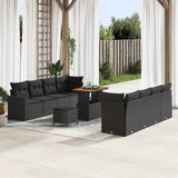 vidaXL Tuinbank Set met kussen 12 pcs Zwart poly rattan
