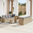 vidaXL Tuinbank Set met kussen 12 pcs Zwart poly rattan
