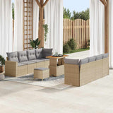 vidaXL Tuinbank Set met kussen 12 pcs Zwart poly rattan