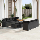 vidaXL Tuinbank Set met kussen 12 pcs Zwart poly rattan