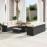 vidaXL Tuinbank Set met kussen 12 pcs Zwart poly rattan
