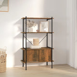 vidaXL Opbergrek 3-laags met kast 80x40x92 cm staal en bewerkt hout