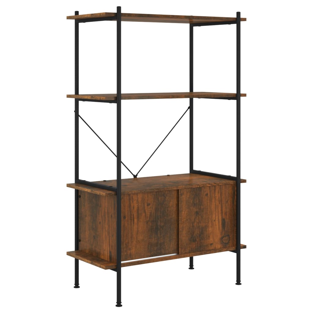 vidaXL Opbergrek 3-laags met kast 80x40x92 cm staal en bewerkt hout