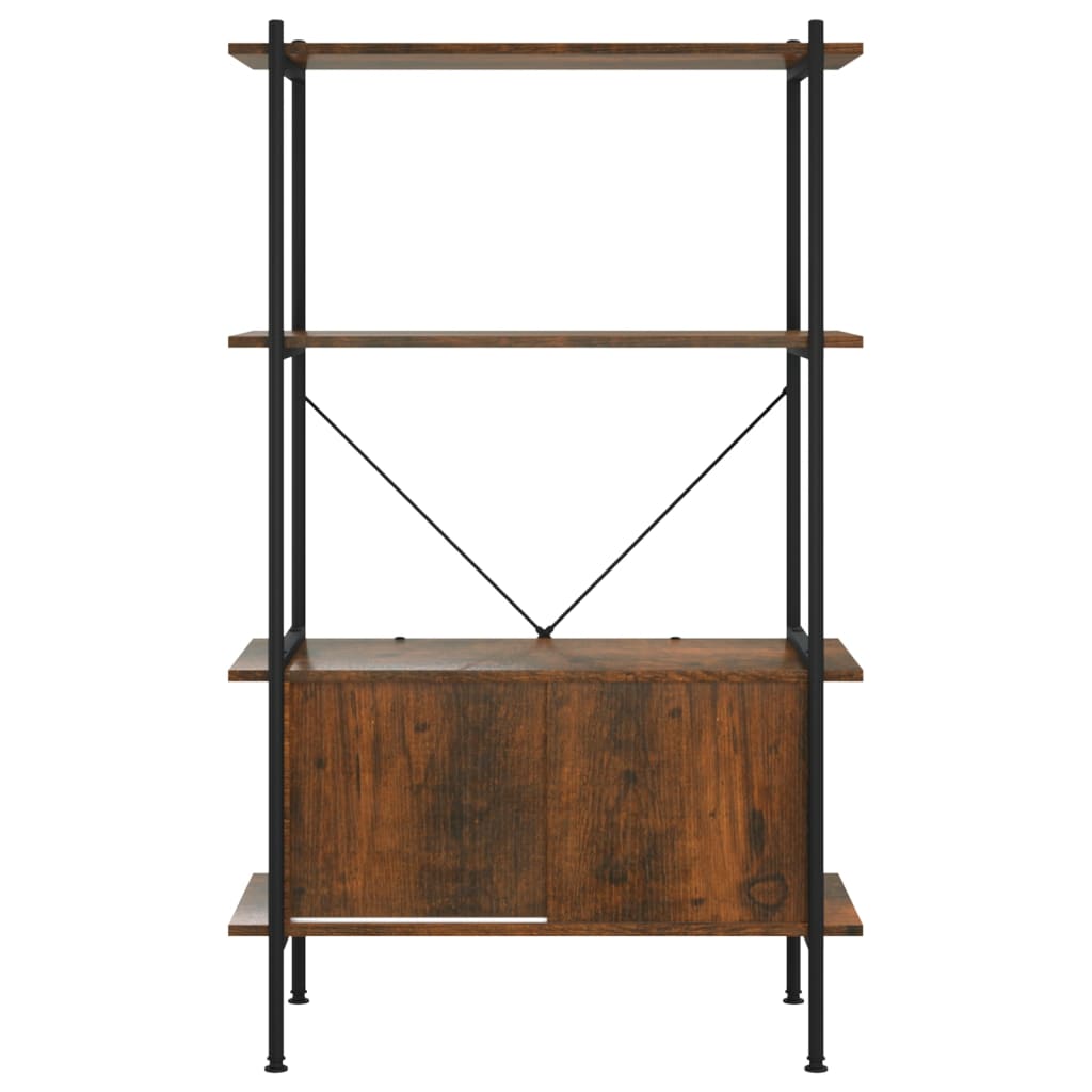 vidaXL Opbergrek 3-laags met kast 80x40x92 cm staal en bewerkt hout