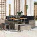vidaXL Tuinbank Set met kussen 9 pcs Zwart poly rattan
