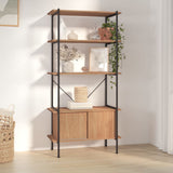 vidaXL Opbergrek 3-laags met kast 80x40x92 cm staal en bewerkt hout