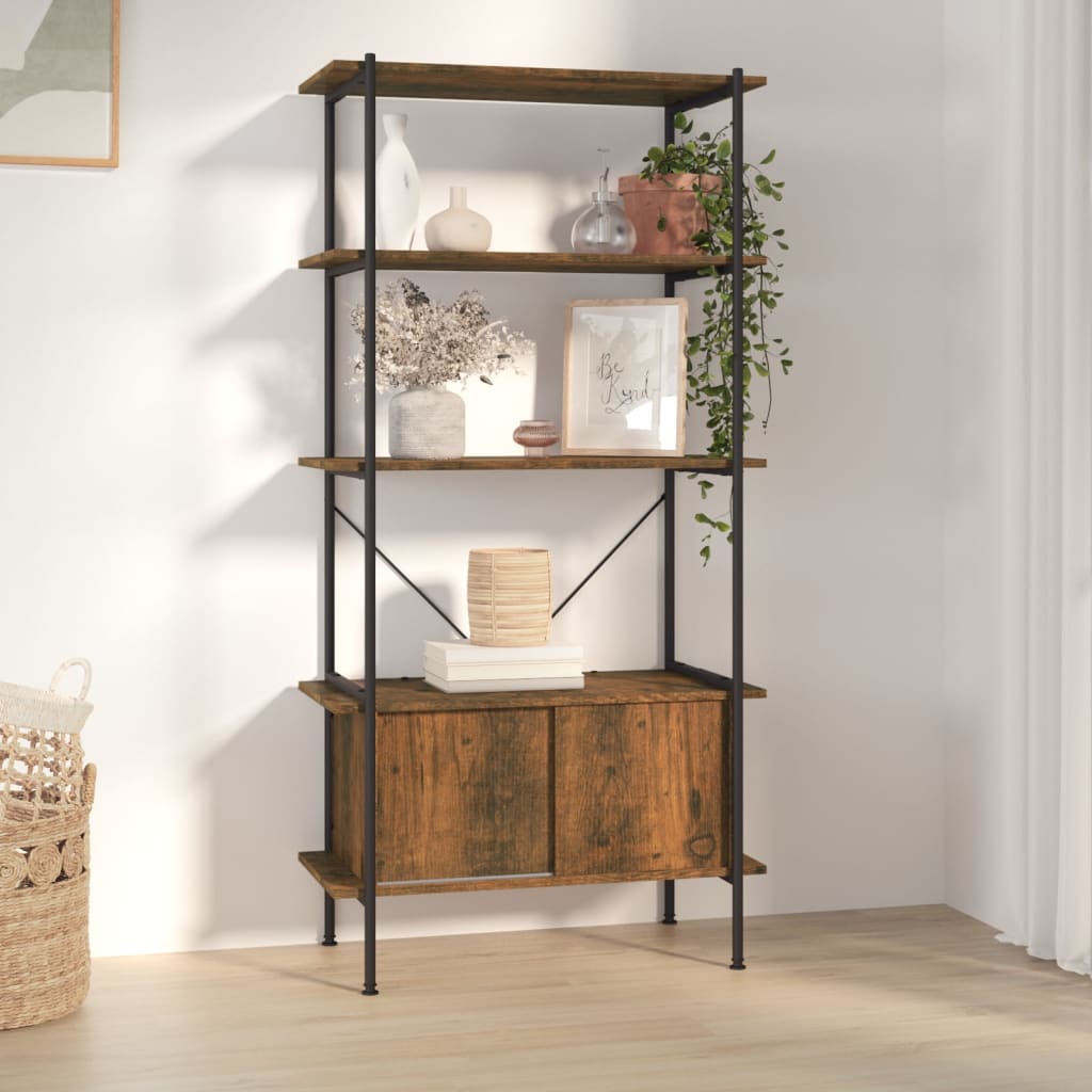 vidaXL Opbergrek 3-laags met kast 80x40x92 cm staal en bewerkt hout