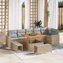 vidaXL Garden Sofa Set with cushions 11 pcs Black poly rattan