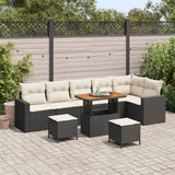 vidaXL Garden Sofa Set with cushions 11 pcs Black poly rattan