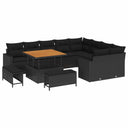vidaXL Tuinbank Set met kussen 13 pcs Zwart poly rattan