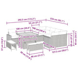 vidaXL Tuinbank Set met kussen 13 pcs Zwart poly rattan