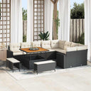 vidaXL Tuinbank Set met kussen 13 pcs Zwart poly rattan