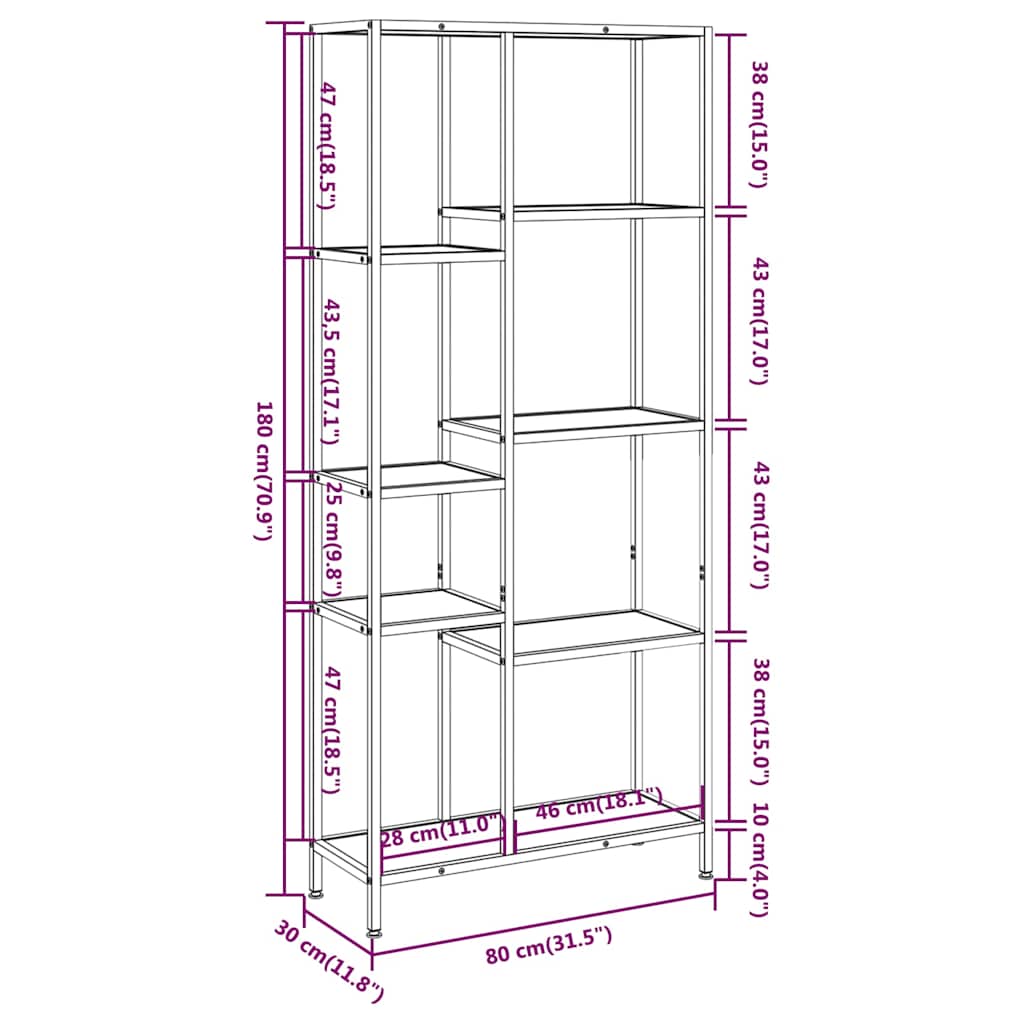 vidaXL Boekenkast 80x30x120 cm staal en bewerkt hout