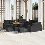 vidaXL Tuinbank Set met kussen 17 pcs Zwart poly rattan