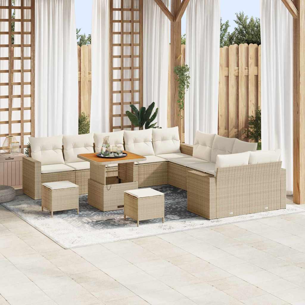 vidaXL Tuinbank Set met kussen 17 pcs Zwart poly rattan