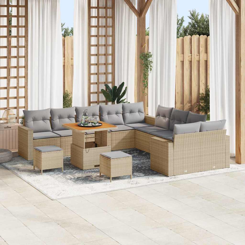 vidaXL Tuinbank Set met kussen 17 pcs Zwart poly rattan