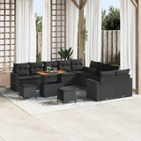 vidaXL Tuinbank Set met kussen 17 pcs Zwart poly rattan