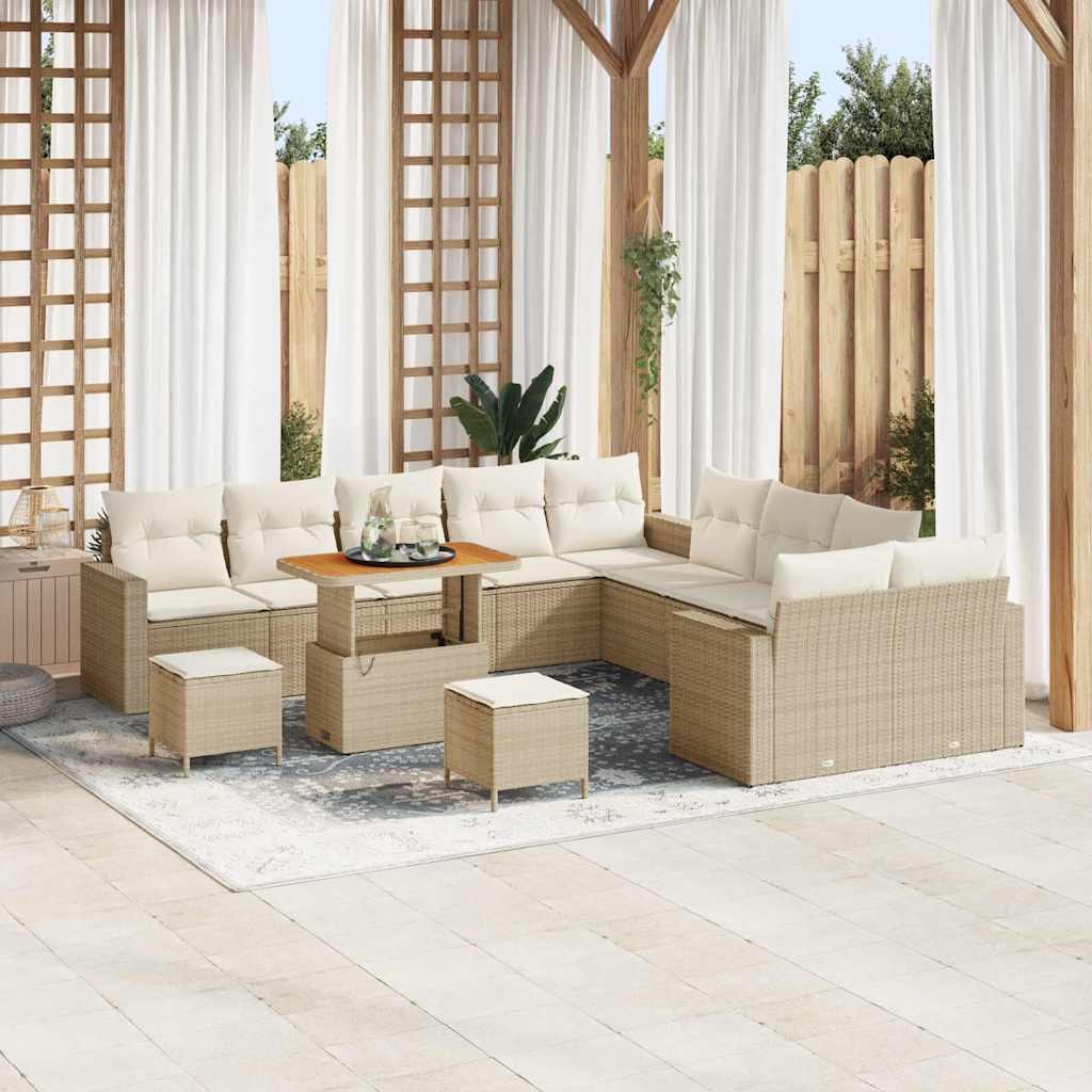 vidaXL Tuinbank Set met kussen 17 pcs Zwart poly rattan